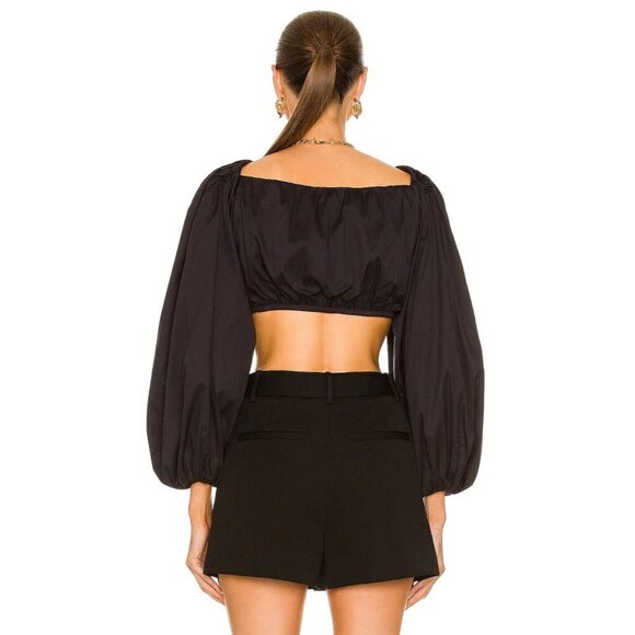 Zeynep Arcay Balloon Cotton Crop Top in Black 6 New Womens Blouse - Picture 4 of 13